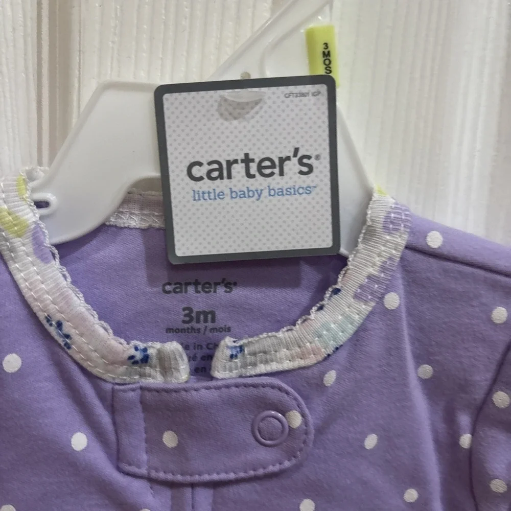 Carters Sleeper Size 3 Months (9-12.5lb) - NWOT With Matching Handmade Hat